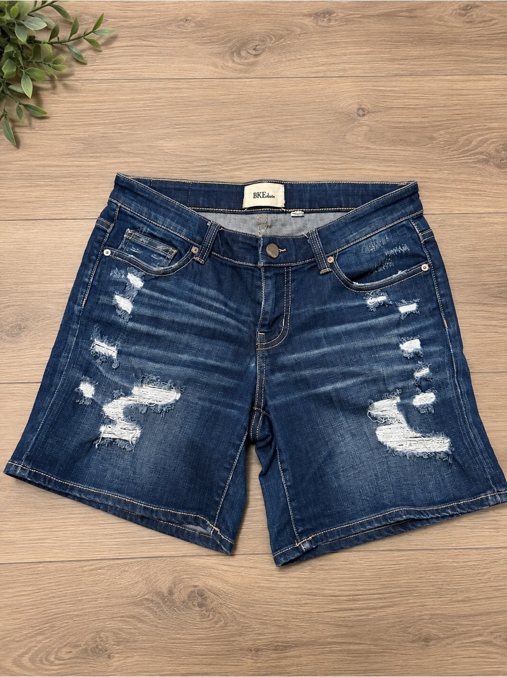 BKE Distressed Dark Blue Denim Jean Shorts